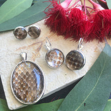 Load image into Gallery viewer, Snake Skin earrings Mun-dah (red bellied black)