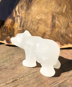 White Onyx Bear Carving