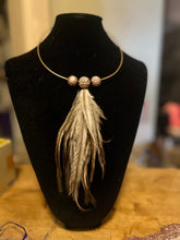 Load image into Gallery viewer, 3 quondong seeds and emu feather necklace
