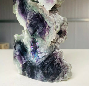 Rainbow Fluorite Quartz Crystal Obelisk