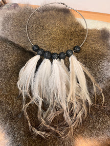 Copy of Sacred quondong and emu feather necklace black