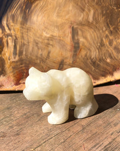 White Onyx Bear Carving