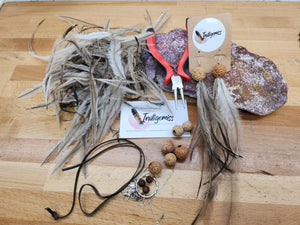 Emu feather and Quondong seed jewellery kit